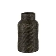 Belle Harta Woven Rattan Basket Round Storage Home Decor Small 50x28cm Black