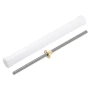 1 Pcs 250mm Lead Screw with Tr8x8 Brass Nut and Plastic Packaging Tube, Silver