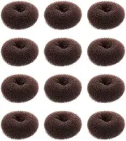 12 pieces of women's donut bun hair styling tool for tying and styling hair (Coffee color, One size)