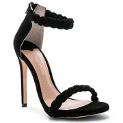 Tony Bianco Braided Strap Amaro Heel In Black Kid Suede NIB Womens Size 6