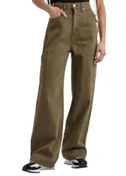 $288 - FRAME High Waist Baggy Pocket Wide Leg Jeans in Washed Surplus Size 28