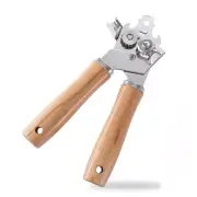 Metal Can Opener Manual with Wooden Handle, Hand Can Opener with Blade7157