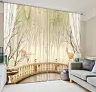Autumn Deer And Dirds 3D Curtain Blockout Photo Printing Curtains Drape Fabric