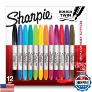 Sharpie Brush Twin Permanent Markers, Brush Tip Marker and Ultra Fine Tip Mar