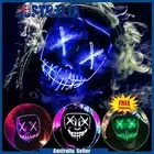 LED Purge Mask Glow in Dark Light up Halloween Costume Scary Rave Festival Party