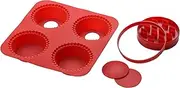 Premier Housewares 806588 Silicone Pie Maker with 4 Moulds/2 Cutters - Red H3 x W22 x D22cm