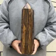 3.4kg Natural Tiger’s Eye Obelisk Quartz Crystal Point wand Healing