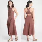 Athleta Mauve Midi Dress Athleisure Moisture Wicking UPF Protection Built-in-Bra