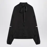 [Balenciaga] Black Satin Blouse With Bow 34 FR Black