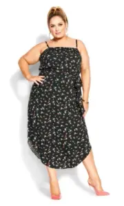 City Chic Ladies Tamika Midi Sleeveless Dress size 16 Small Colour Floral Vibes