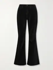 [FRAME] FRAME - Le High Flare Cotton-blend Velvet Pants - Black - 24 24 Black
