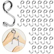 30 Pack Clothes Hanger Connector Hooks Metal Hanger Extender Hooks Sturdy Hoo...