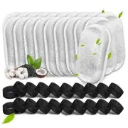 40PCS Cat Water Fountain Filters for 67oz/2L and 108/3.2L Stainless Steel Pet Fountain Cat Replacem WhiteBlack