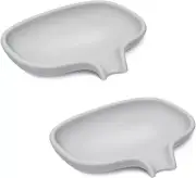 Silicone Soap Dish 2 pc smooth base self draining Subekyu