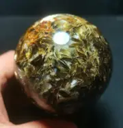 573G Natural Brown Tourmaline Unicorn Gem Mica Symbiotic Crystal Ball WD1298