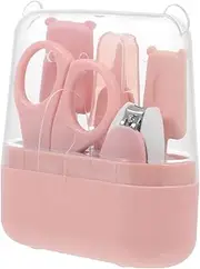Toyvian 1 Set Nail Care Ergonomic Manicure Kit with Clipper Scissors Nail File Tweezers Ear Lightweight Portable Storage Case Parents Pink