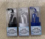 3 Pc Black, White, Blue Silicone Travel Straws w/Case & Cleaning Brush - NEW