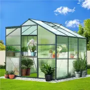 1.9x1.9x1.83 Green Fingers Aluminium M Greenhouse Polycarbonate Green House Garden Shed