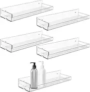 Clear Floating Shelves, 4 Pack Clear Wall Mounted Shelves, Invisible Storage, 15 Inch Photo Record Display with Removable Side Panels for Book Living Room Kitchen Picture Bedroom Decor