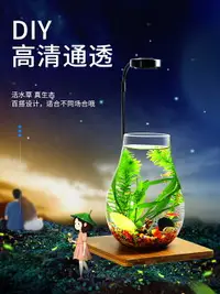 在飛比找樂天市場購物網優惠-帶LED燈迷你水族箱創意diy生態瓶魚微景觀辦公桌面小型玻璃