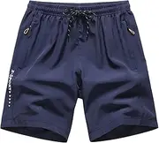 [Generic] Athletic Shorts with Pockets Breathable Loose Beach Pants Casual Shorts Athletic Mesh Shorts Men
