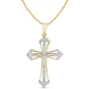Cross Necklace with 1/5ct of Diamonds in 9kt Yellow Gold