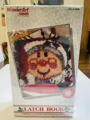 NOS Vtg Wonder Art by Caron 12x12 Latch Hook Christmas Mrs. Clause Rug