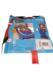 Nintendo SUPER MARIO Plush Bed BLANKET - TWIN Size - Blue BRAND NEW