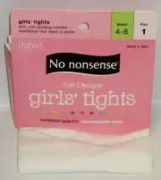 No Nonsense Girls Soft Opaque Tights Soft Non Binding Comfort Small 4-6 WHITE