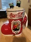 Coca-Cola 75th Anniversary Ceramic Santa Boot Stocking Cookie Jar New (A1)