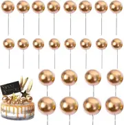 24 PCS Ball Shaped Cake Insert Toppers Mini Balloon Cake Picks Cupcake Pearl