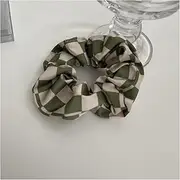 [DUnLap] Face Wash Headband Summer multi-color checkerboard retro hair band wide-brimmed headband same style large intestine hair band female hair rope Headband Washing Face (Size : 5green intestinering)
