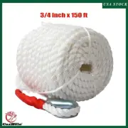 3/4"x150' Twisted Three Strand Nylon Boat Anchor Mooring Rope Dock Line 12592LB