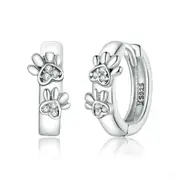 Silver plating Cute Paw Print Stud Earrings for Women Design Jewelry