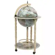 NNEVL Globe Bar Wine Stand Eucalyptus Wood Blue