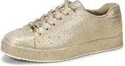 [LUCKY STEP] Platform Rhinestone Fashion Glitter Sneakers | Sparkly Bling Bedazzled Wedding Bridal Shiny Shoes for Women