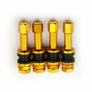 Bolt On Tire Valve Stems Gold Metal High Pressure Flush With Stem Caps 4 TR48
