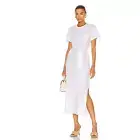 NWT Jonathan Simkhai Sz L Sara White Organic Cotton Short Sleeve T-Shirt Dress