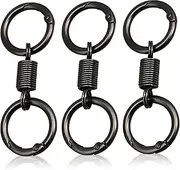 [Wedhapy] Carabiner Keychain,Key Chain 3PCS Double Ring Quick Release Keychain, Spring Key Ring Holder, Detachable Retro Carabiner Key Ring for Backpack Luggage Black