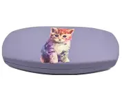 NEW Kitten Cat Purple Hard Clamshell Eyeglasses Case with Purple Felt Lining