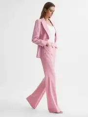 Women's Reiss Pink Blair Blazer Jacket & Wide Leg Suit Pants Size 14 NWTS
