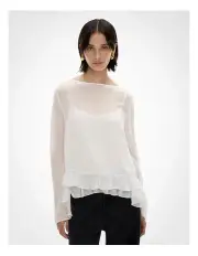 [Witchery] Long Sleeve Ruffle Hem Shirt in Fresh White