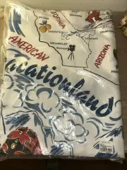 RARE Restoration Hardware American Vacationland Table Cloth NIP 56x68