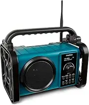 MEDION E66877 DAB+ Construction Site Radio (Robust Housing, Splash-proof (IP44), Bluetooth 5.0, PLL FM Radio, LED Work Light, Battery and Mains Powered) Blue