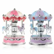 2pks Horse Carousel Music Box Toy Light Clockwork Vintage Musical Birthday pink