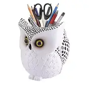 Owl Pen Holder, Owl Pen Pencil Container Carving Brush Pot Brush Holder Desk ...