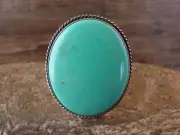 Navajo Sterling Silver Turquoise Adjustable Ring Size 10 to 12 Signed NJ