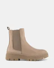 Shelly Shen Truce/Taupe Leather Womens Boots 39