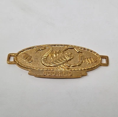 Scorpio Scorpion Astrology Zodiac Sign Gold Brass Charm Bracelet Pendant VTG