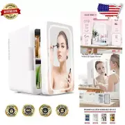 Compact Portable 6L Mini Fridge - Cooling & Warming with LED Makeup Mirror